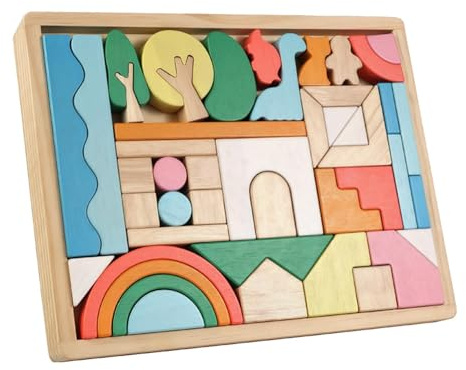 Pegciuho Jeu D'empilage en Bois, Créatif pour Les Enfants de 1 à 5 Ans (garçons et Filles).