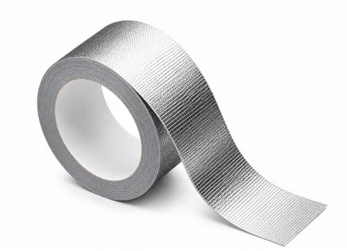 URMONA Cinta de Aluminio Adhesiva Resistente al Calor y Agua, 60 mm x 50 m, Cinta Selladora Reforzada con Fibra de Vidrio para Aislamiento y Reparación, Autoadhesiva