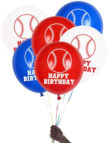 GETAJGHSD Globos Impresos de Béisbol de Látex 24piezas Diseño de Patrón de Béisbol para Decoración de Fiestas y Ambiente Festivo en Paredes y Ventanas Color Aleatorio