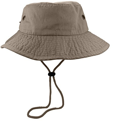 Gelante 100% Cotton Stone-Washed Adjustable Bucket Safari Boonie Sun Hats.1910-1PC Khaki L/XL