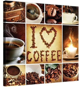 ForWall Bilder Canvas Kaffee Collage I Love Coffee O5 (40cm. x 40cm.) Leinwandbilder Wandbild AMFPP10449O5