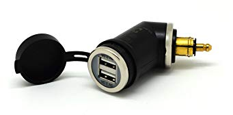 Cliff Top 4.6 Amp Motorcycle DIN (Hella) USB Charger, Compatible with BMW Motorcycles (Short Angled)