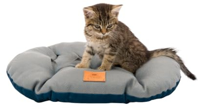 Ferplast Cojín Para Perros Y Gatos Stuart 45/2, Doble Cara, Tweed Y Suave Terciopelo, Lavable, Azul, XS
