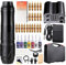 HAWINK Kit de tatuaje Máquina de tatuaje rotativa completa Kit de pluma Fuente de alimentación LED 20 piezas Cartuchos Agujas 7 colores Pedal de pie de tinta para principiantes EM155KITEN02-1