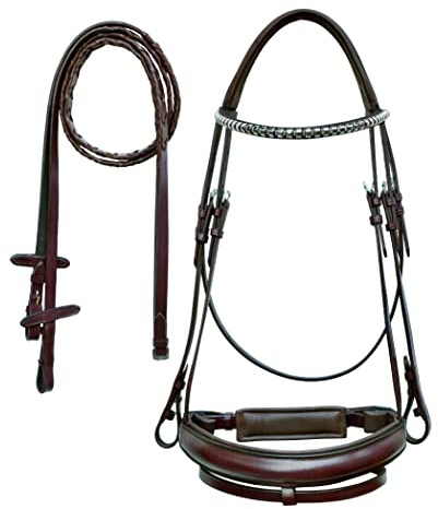 CHALLENGER English Horse Mahogany Padded Leather Tack All-Purpose Jumping Bridle 803479MG-F