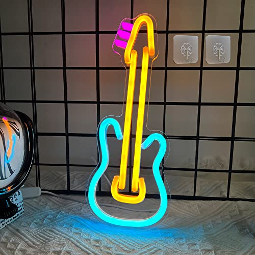Neonschild in Gitarrenform, Attivolife Beste LED-Neonlampe aus Acryl mit USB für Kunstwand im Schlafzimmer Musikstudio Weihnachten Hochzeit Party Gitarrenliebhaber Heimdekorationsgeschenke