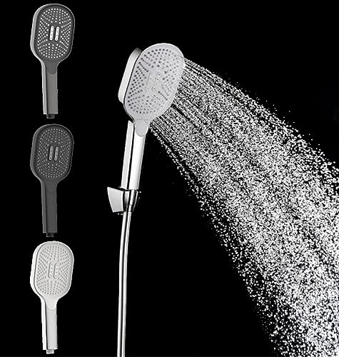 SANILO Duschkopf mit 174 Anti-Kalk-Noppen, Handbrause, Regenduschkopf, 3 Strahlarten, hochwertig & modern (Grau)