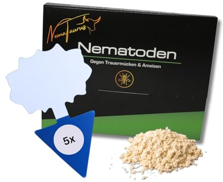 NemaTaurus® SF-Nematoden, 3 Mio für 6m² + 5 Blaustecker, effektive Lösung gegen Thripse, Trauermücken, Schädlinge an Zimmerpflanzen, Balkonpflanzen, im Gewächshaus