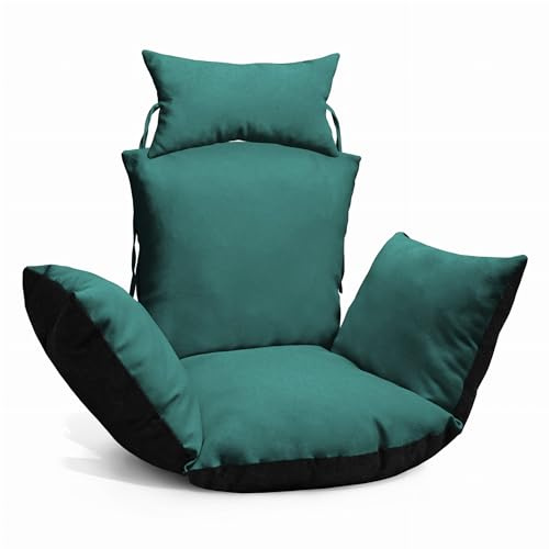 MG Design Hängesessel Kissen Grün – Outdoor Auflage mit Kopfstütze & Bindeschnüren, wetterfest & komfortabel gefüllt