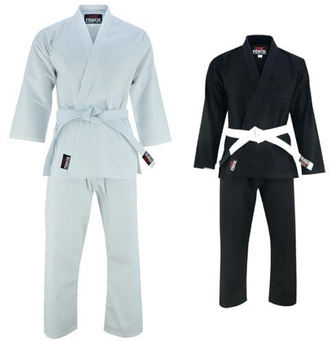 REX Karate Uniform for Kids & Adults Lightweight Student Karate Gi Martial Arts Uniform with Belt (White, 00/120 cm)