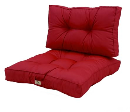 deco arts Coussins pour Salon de Jardin - Coussins extérieur - 50x50 cm - Coussin de Remplacement pour Fauteuil, Banc & Chaise d'extérieur - Imperméable, Confortable & capitonné - Rouge