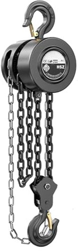 XUHONGYA Handkettenzug Mit 2 Robusten, Um 360 Grad Drehbaren Haken, Manueller Kettenfall-Doppelklinken-Bremsblock-Kettenzug for Lagerbau, Automobilmaschinen(1ton-10ft)