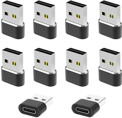 USB to USB C Adapter 10 Pack,Type C Female to A Male Charger Converter for Apple Watch Ultra iWatch 8 7,iPhone 16 15 14 13 12 Pro Max Plus,Airpods,iPad 9 10 Air 5 Mini 6,Car, Galaxy S23 S24