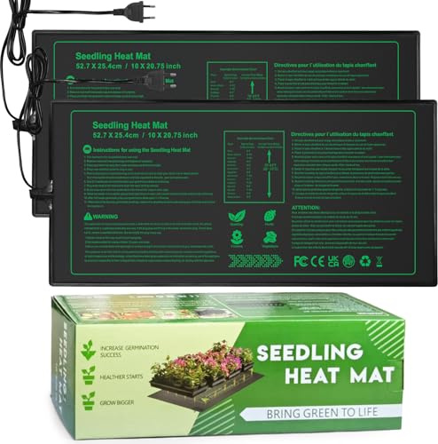NAMOTEK Pflanzen-Heizmatte 52x24cm - wasserdichte Wärmematte zur Keimung & für Hydroponik - Langlebig, MET-Standard, EU-Stecker