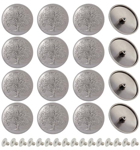 SUPERFINDINGS 16Pcs Tree of life Buttons 33mm Alloy Decorative Rivets with Screw Gunmetal Carved Buttons Flat Round with Tree Pattern for Costumes Design Sewing Fasteners Crafts Crochet