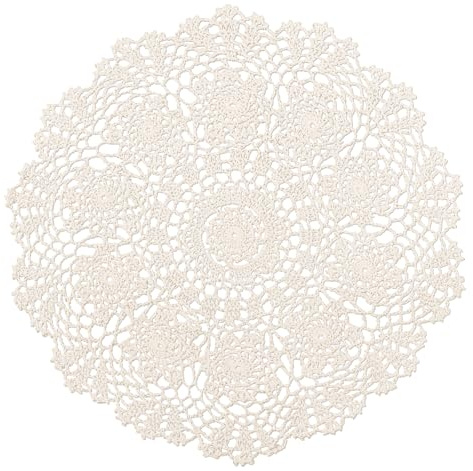 fanquare 2Stück Runde Spitze Platzsets aus Gehäkelter Baumwolle 40cm Beige