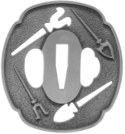 ibasenice Tsuba para : de Metal para Tanto o wakizashi - de Estilo japonés para Entrenamiento, exhibición o reparación de shinai, Ajuste de de Espada con Orificio de 2,6 x 0,7 cm