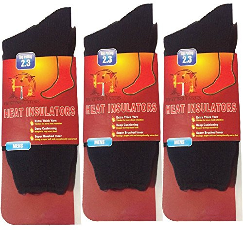 3 PAIRS MENS THERMAL WINTER WARM HOT HEAT SOCKS CHUNKY THICK 2.3 TOGS (MIX COLOURS, MENS 6-11UK)