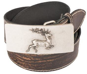 Werner Trachten Unisex Trachtengürtel 03845 Gürtel, Braun (braun rugato 565), (Herstellergröße: 115)