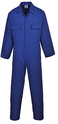 Portwest S999 Euro Overall Tryckknappar Fram 6 Fickor Lättvikt 2 Sidofickor | Kungsblå, 3XL, UPF 40+, Polyester, Polybomull, Elastisk Midja, Sido- och Ryggfickor, Tumstocksficka, Hållbar, 2 Bröstfickor