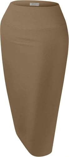 Womens Below the Knee Pencil Skirt for Office Wear - Made in USA, Mocha, X-Large