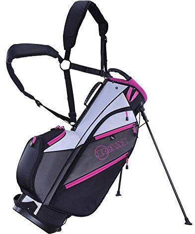 Ram Golf Lightweight Dual Strap Ladies Stand/Carry Bag - Grey/Pink