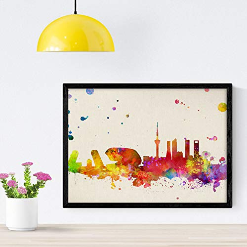 Nacnic Poster De Madrid 2. Articoli e illustrazioni di città, comunità e mappe della Spagna. Dimensione A4 con telaio