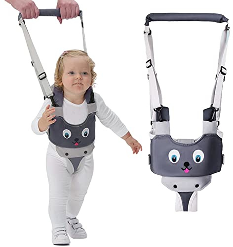 IULONEE Ayudante para caminar para bebés Asa ajustable Asistente para caminar para niños pequeños Niño de pie y para caminar Riendas de cinturón Arnés de seguridad para niños de 7 a 24 meses (Gris)