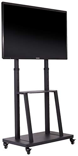 unho Universal TV Ständer mit Rollen, TV Wagen Fernsehständer Rollbar Höhenverstellbar, Extra Stabil TV Standfuss mit AV-Ablagen für 32–80, VESA 600x400mm, bis Max 65kg