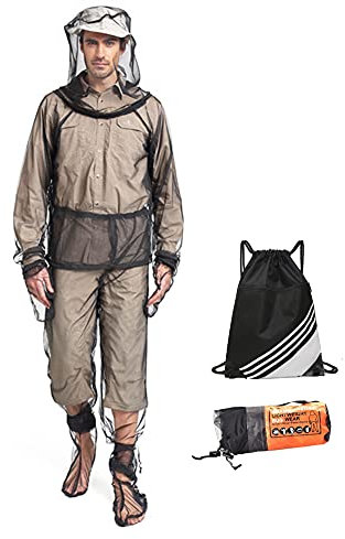 OuLi Store Tenue De Anti Moustique Pêche Apiculture Combinaison Maille Ultra Legere Insecte Vêtements de Protection Homme Femme Camping Plein Air Explorer Portable (L/XL)