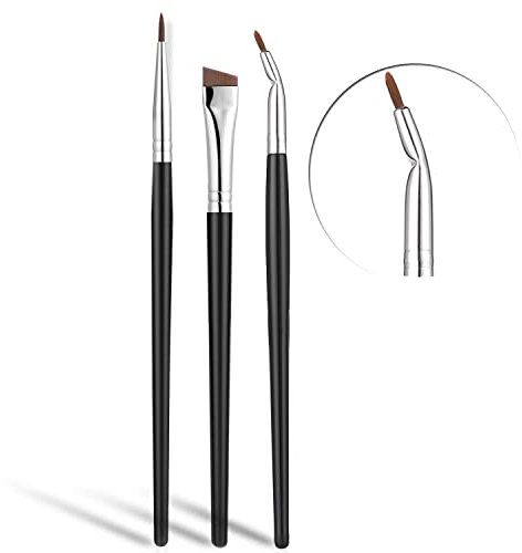 Eyeliner Brushes Set,JASSINS Fine Angled Eyeliner Brushes,Precision Gel Eye Liner Ultra Fine Bent Makeup Brush For Newbies and salon（3PCS）