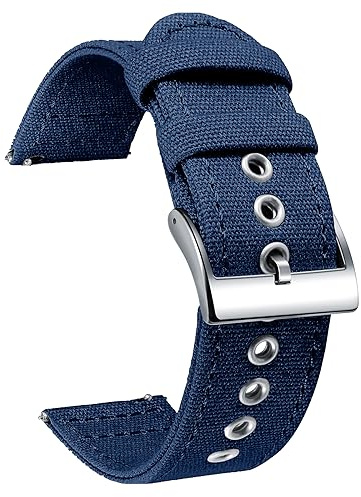 BINLUN Bracelets de Montre en Toile à Dégagement Rapide Bracelet pour Montre en Tissu 18mm 20mm 22mm 24mm Remplacement Bracelets Montres Canvas pour Homme et Femme avec Boucle Argent/Noir