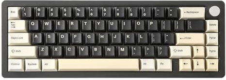 YUNZII AL66 Teclado Mecánico Inalámbrico,65% Control de Perilla Teclado de Aluminio para Juegos Bluetooth/2.4G/Cableado Interruptores Hot Swappable con RGB para Win/Mac(Interruptor de Leche, Negro)
