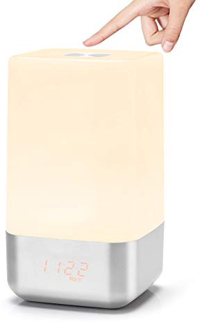Akozon Wake Up Light Warkit, Lampada da Comodino di Simulazione con Batteria per Sveglia All'alba 5 Suoni Naturali WakeUp Light Alarm Clock Sunrise