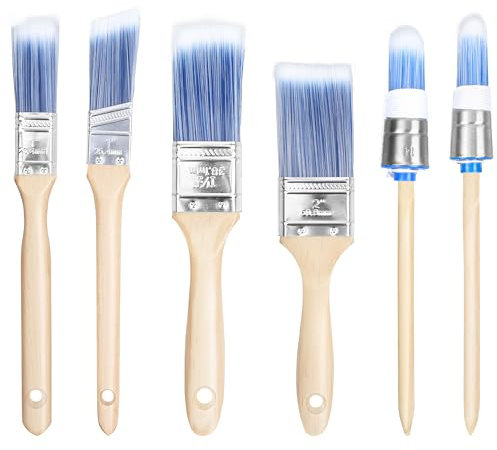 Belle Vous Flachpinsel-Set 6-teilig – Pinsel mit Holzgriff und Breiten (25.4/38.1/50.8 mm) – Malerpinsel für Farbe, Acryl, Beize, Ölmalerei – Pinsel zum Dekorieren & Heimwerken