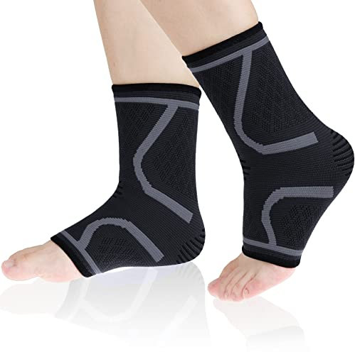 Molsdon Ankle Support Brace 2 Pack, Breathable Plantar Fasciitis Socks, Compression Foot Sleeves for Sprained Ankle, Ligament Damage, Achilles Tendonitis, Injury Recovery, Sports Protect, Daily Wear