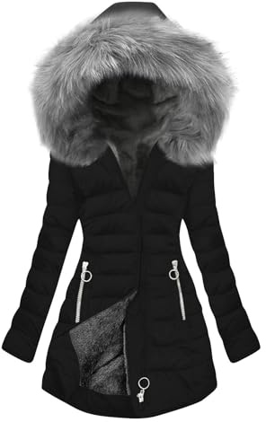 Veste Polaire Femme Parka Manteau à Capuche Hiver éPaissir Parka Polaire Chaude Peluche Grande Taille Manteaux Fille Blousons avec Fermeture à Glissière Doudoune Coupe-Vent Outercoat