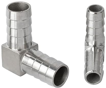 Hullingade armbågsbeslag, OD 8 mm rostfritt stål röradapter anslutning 90 graders armbåge taggkoppling för röranslutning 2-pack