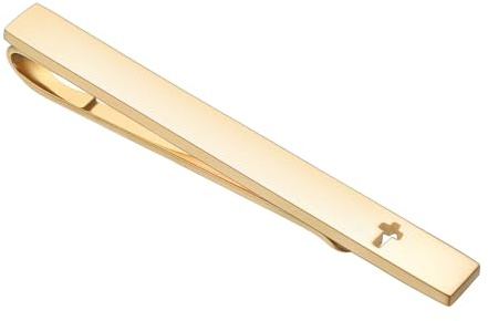 Asienice Pince à cravate classique en forme de croix simple dorée pince cravate homme pour mariage