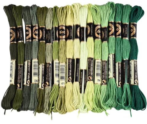 CABODYALS 18 matassa 6 capi Filo per Punto Croce Verde Variegato Filo Da Ricamo Sfumato Filo Da Braccialetto Dells'Amicizia In Poliestere colonneto colonneti Sfusi per Cucire A Mano Braccialetti Ricam