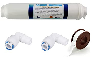 ZKLGS Impianto ad osmosi inversa, 10 Pollici T33 con 2 Pezzi Raccordo depuratore d'Acqua in Linea di Cocco Carbon Post Filtro Acqua 5 Micron Filtro A Carbonio(1PCS)