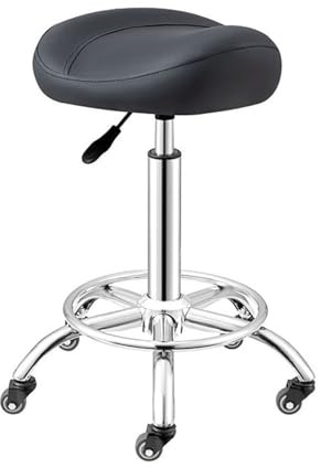 Generico Sedia regolabile con rotelle idrauliche, sgabello ergonomico oscillante con ruote silenziose, for dentisti, centri benessere, centri massaggi, parrucchieri(Black)