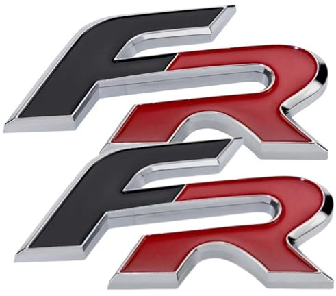 Pack de 2u Emblema Adhesivo Deportivo “FR” para Coche – Logo Decorativo PVC Resistente – Accesorio Tuning Universal para Exterior e Interior de Vehículos – Instalación Fácil (64x37 mm).