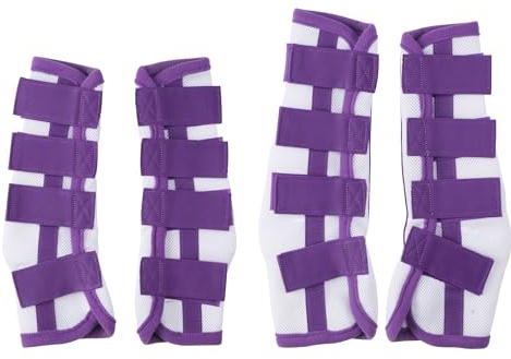 Gallopoff Lot de 4 guêtres anti-mouches pour cheval - Protection efficace contre les freins et les moustiques - Guêtres en maille respirante - Réglable avec fermeture - Pour pattes avant et arrière