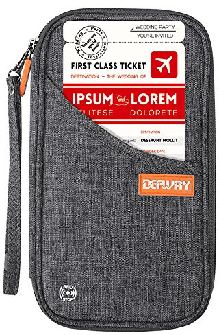 defway Passport Holder Travel Wallet - Family Passport Holder of 4, RFID Blocking Passport Wallet for Men Women, Travel Essentials for Flying, GREY
