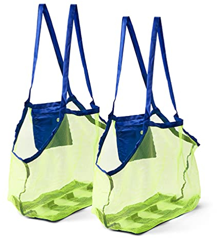 BRAMBLE 2 Grands Sacs en Filet pour Sable & Jouets de Plage, Jouets de Bain, Serviettes, etc (XL 45cm) - Solide, Résistant & Pratique