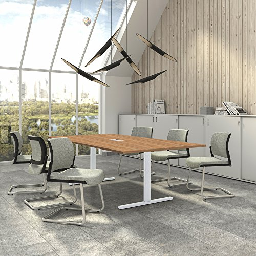 Weber Büro Easy Konferenztisch 240x120 cm Bernstein-Eiche mit ELEKTRIFIZIERUNG Besprechungstisch Tisch, Gestellfarbe:Weiß