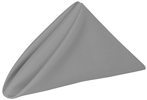 Ultimate Textile Cloth Napkins Bulk Set 17x17in Polyester Washable Square Dinner Napkins for Wedding Party Events Machine Washable Stain Resistant - Silver, 17 X 17 (Set of 12)