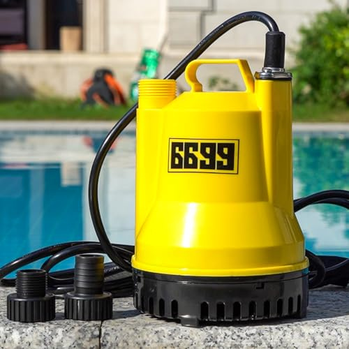 6699 1/6HP Portable Utility Pump Submersible Small Backup Sump Pump Draining Tool to Remove Water from Flooding House Basement Pool Tankless Heater Flushing Pump with 10-Foot Cord SUB 1100