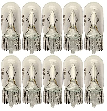 Recambo 10x Glühbirne Scheinwerferlampe Birne 5W 12V Abblendlicht Fernlicht Glühlampen | E - Prüfzeichen | Sockel T10 - Warm Weiß